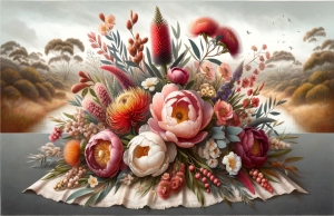 Vibrant waratahs, kangaroo paws, bottlebrushes, and peonies Vibrant waratahs, kangaroo paws, bottlebrushes, and peonies